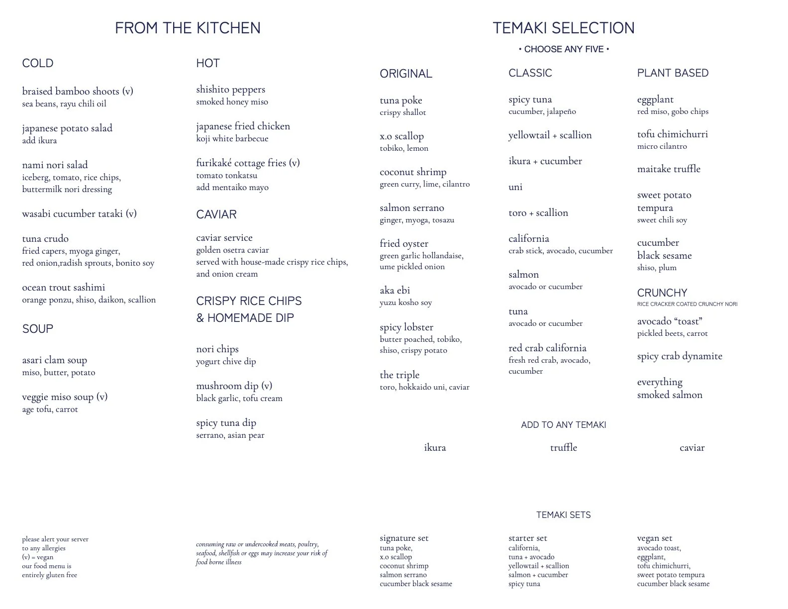 MENU WEST VILLAGE — NAMI NORI